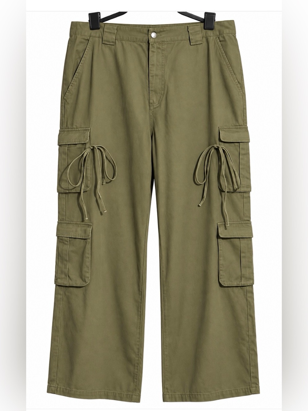 NWT Y2K Olive Green Wide Leg Cargo Jumpsuit Utility Inspired Pants, 2X